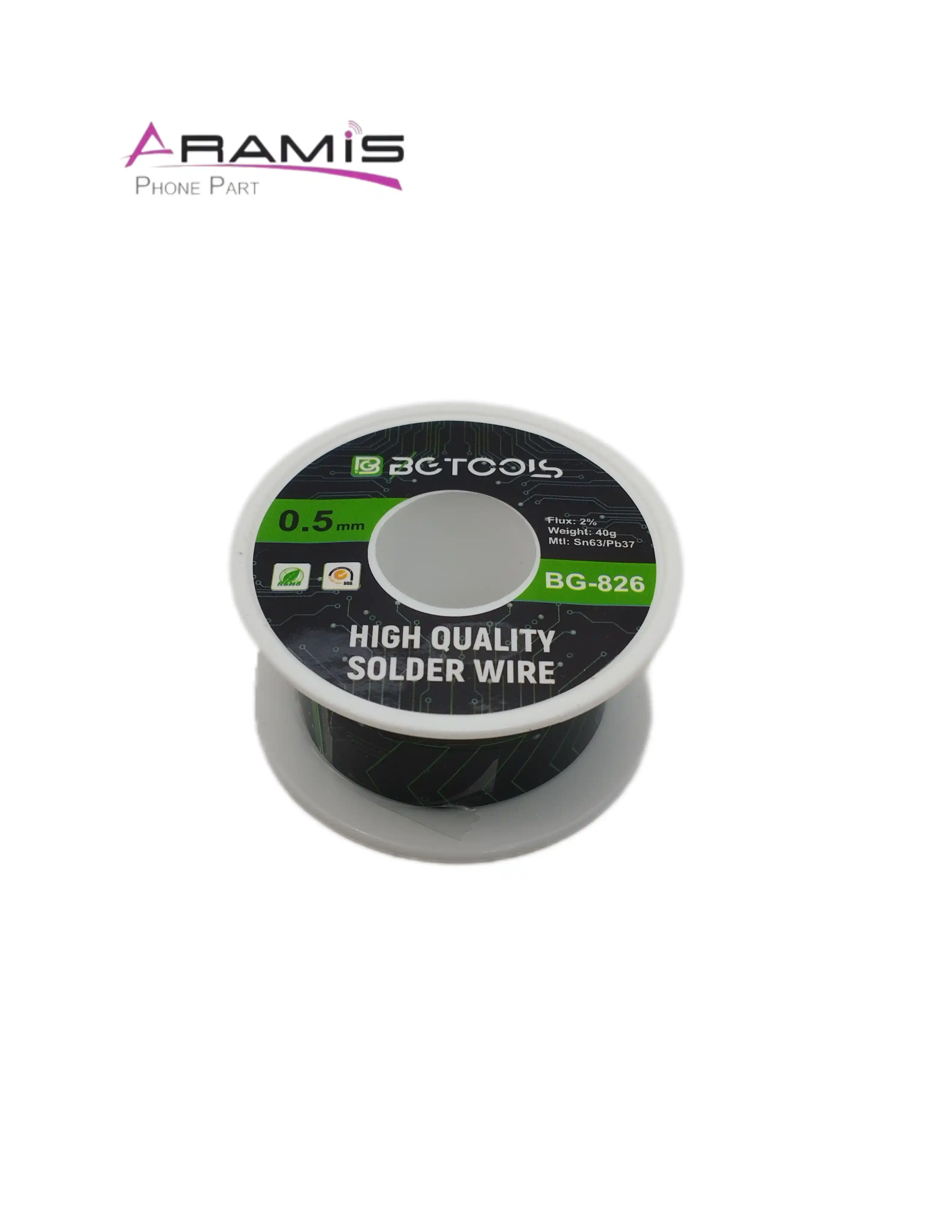 سیم قلع لحیم 0.5 میلی متر 40 گرم برند BG Tools