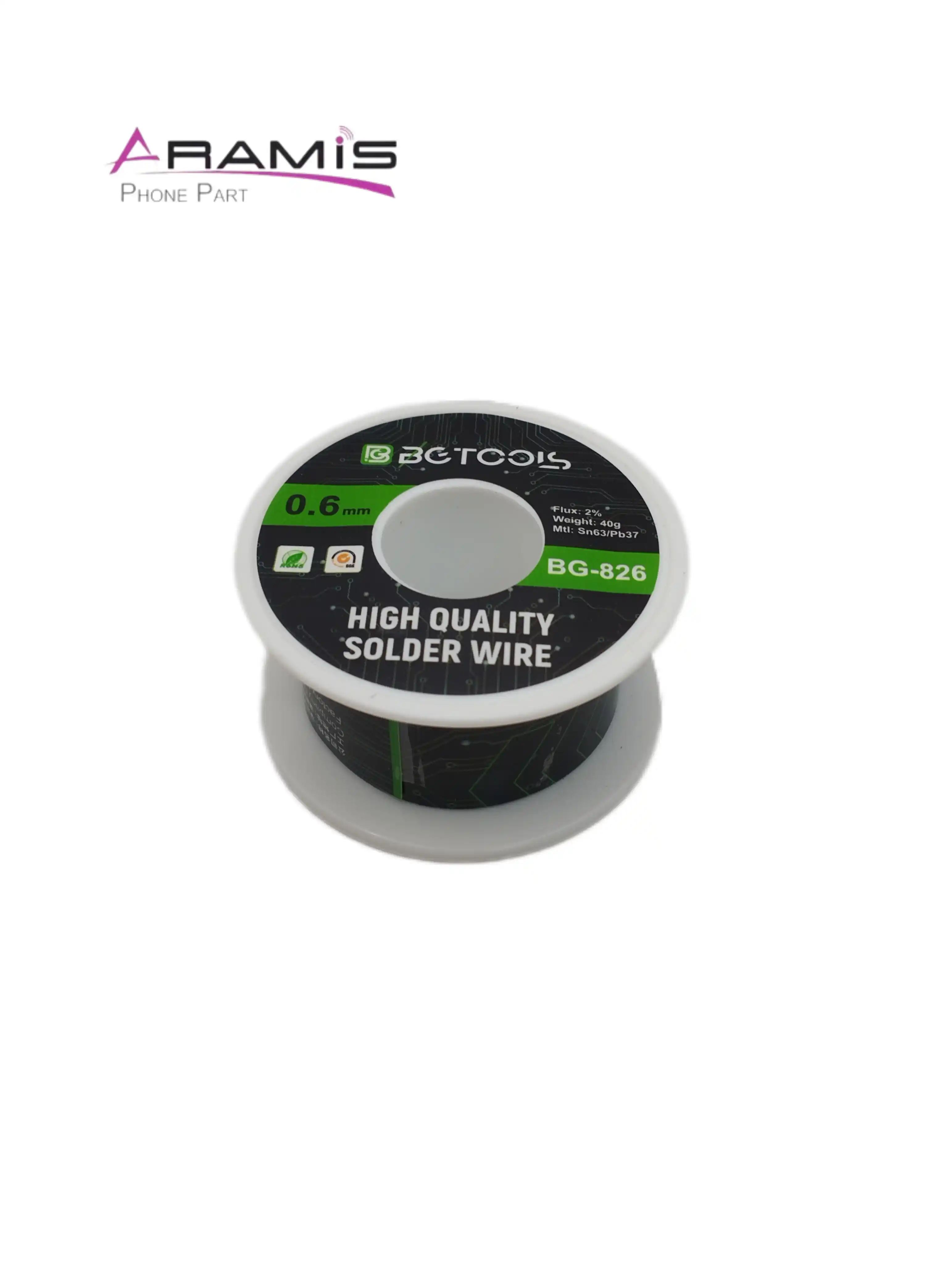 سیم قلع لحیم 0.6 میلی متر 40 گرم برند BG Tools